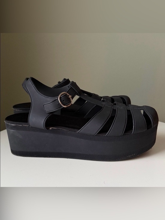 Jeffrey Campbell Shoes - Jeffrey Campbell Candied Black Matte Chunky Platform Sturdy T-Strap Fisherman